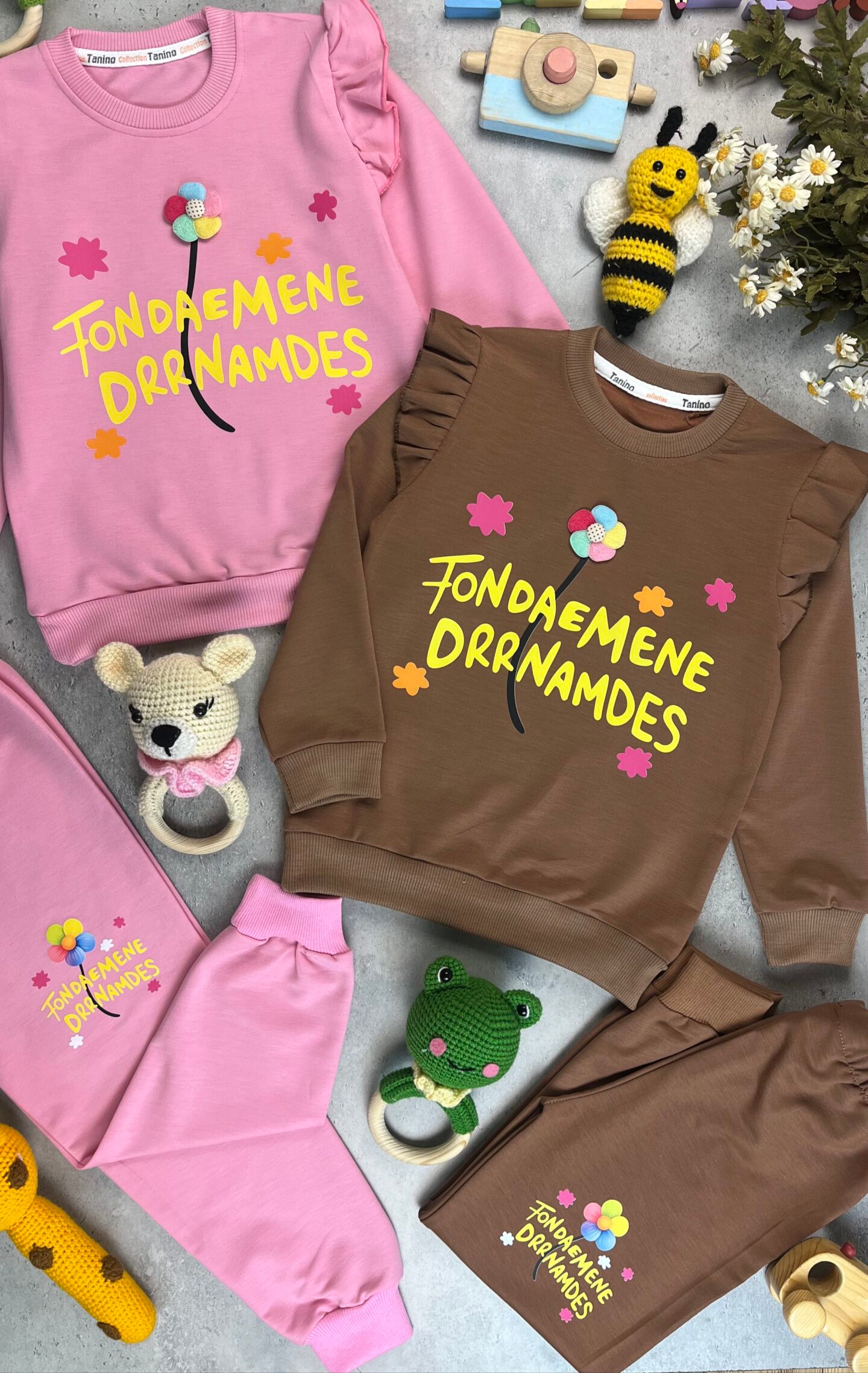 بلوز شلوار طرح گل آستین چین دار سایز 45. 50. 55